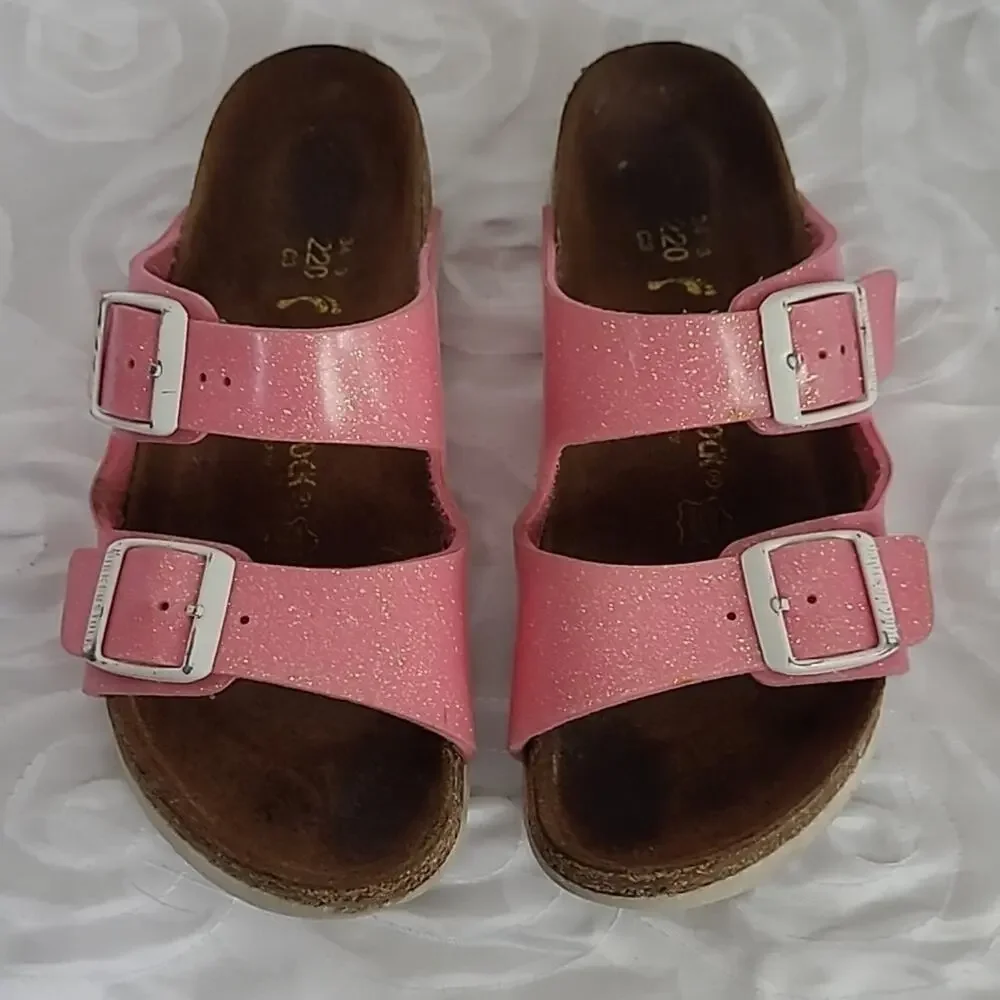 BIRKENSTOCK Arizona Pink Glitter Double Buckle Sandals EU Size 34 /US 3.5